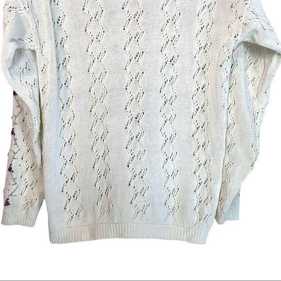Vintage Northern Traditions Pointelle Knit Floral Embroidered Cardigan - Picture 7 of 11